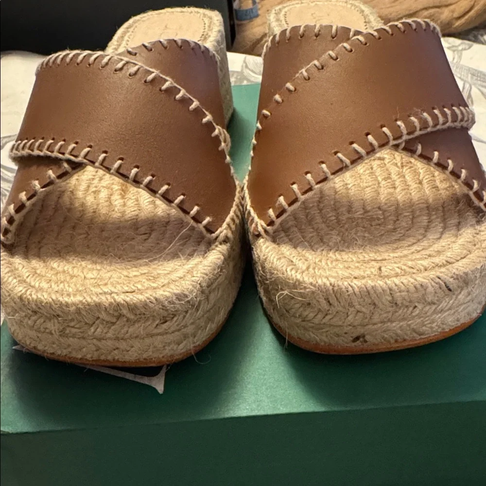 J.Crew Made-in-Spain block-heel espadrilles shoes in leather CJ765